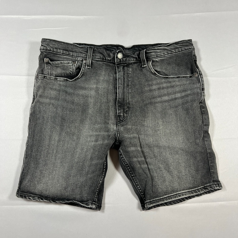 Levi's 412 Jean Shorts Mens 38 Gray Denim Slim Red Tab Mid Rise Casual Outdoor